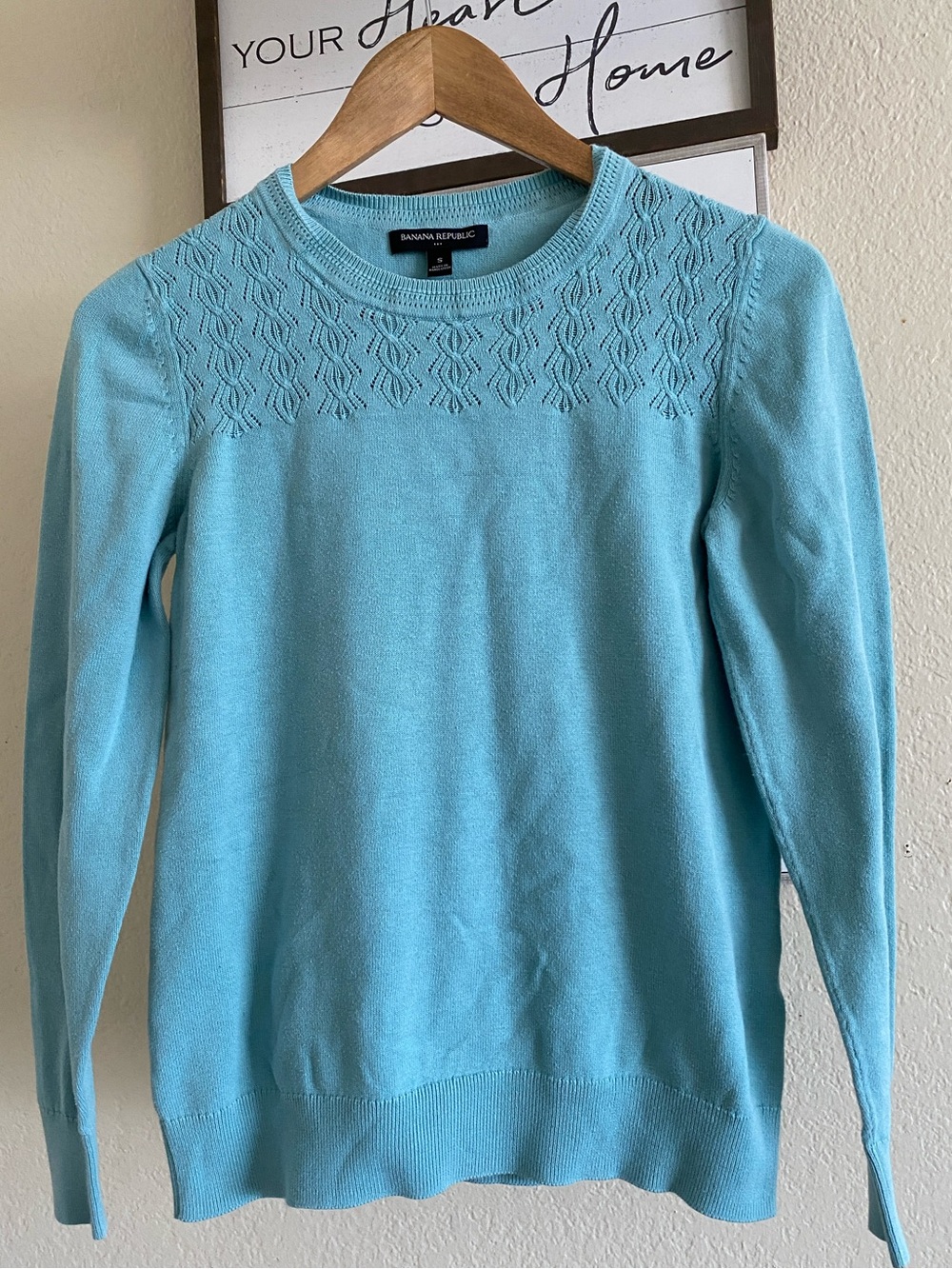 Banana Republic Light Turquoise Crewneck Knit Sweater